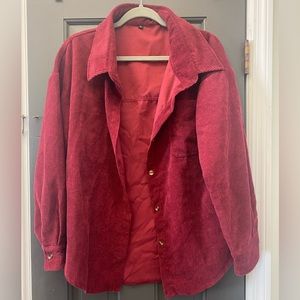 Maroon Ribbed Suade Button Down Size S